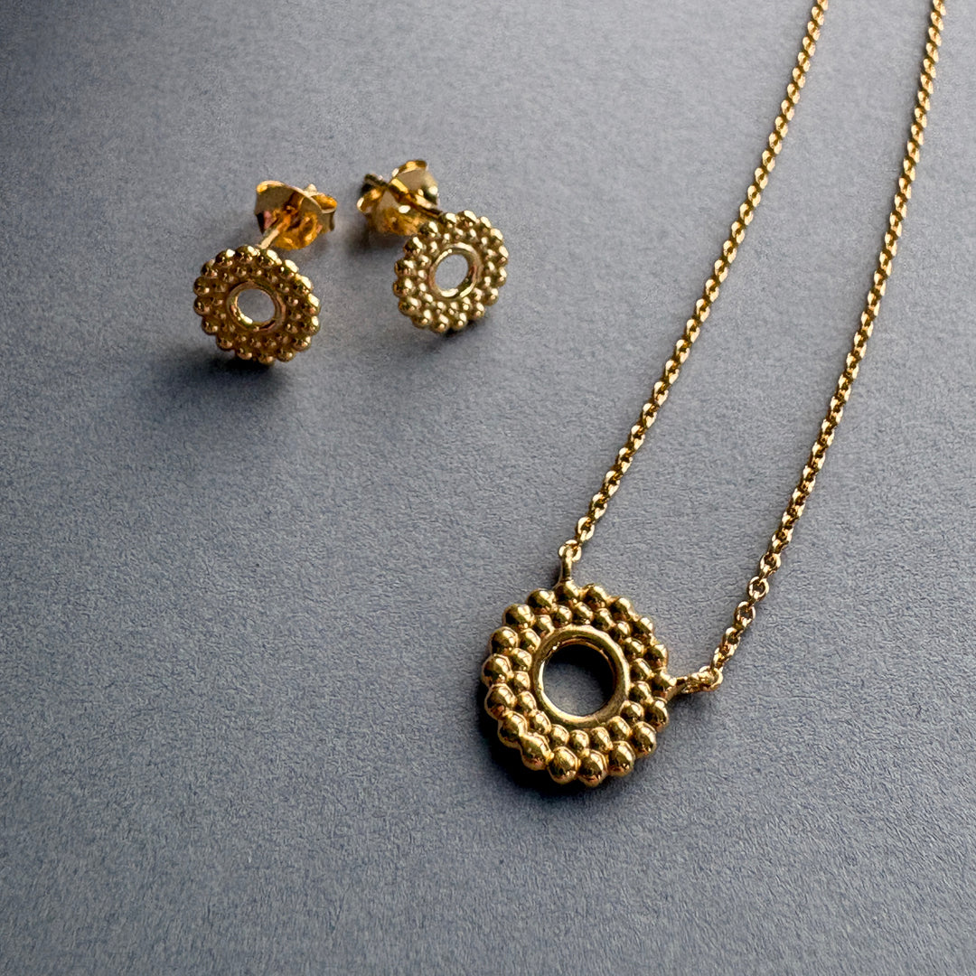 Beaded Circle Earrings - Gold