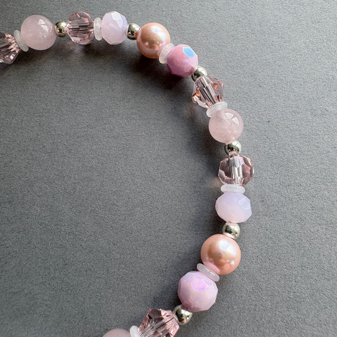 Semi_Precious Stone Bracelet with Sterling Silver Accents - Pink