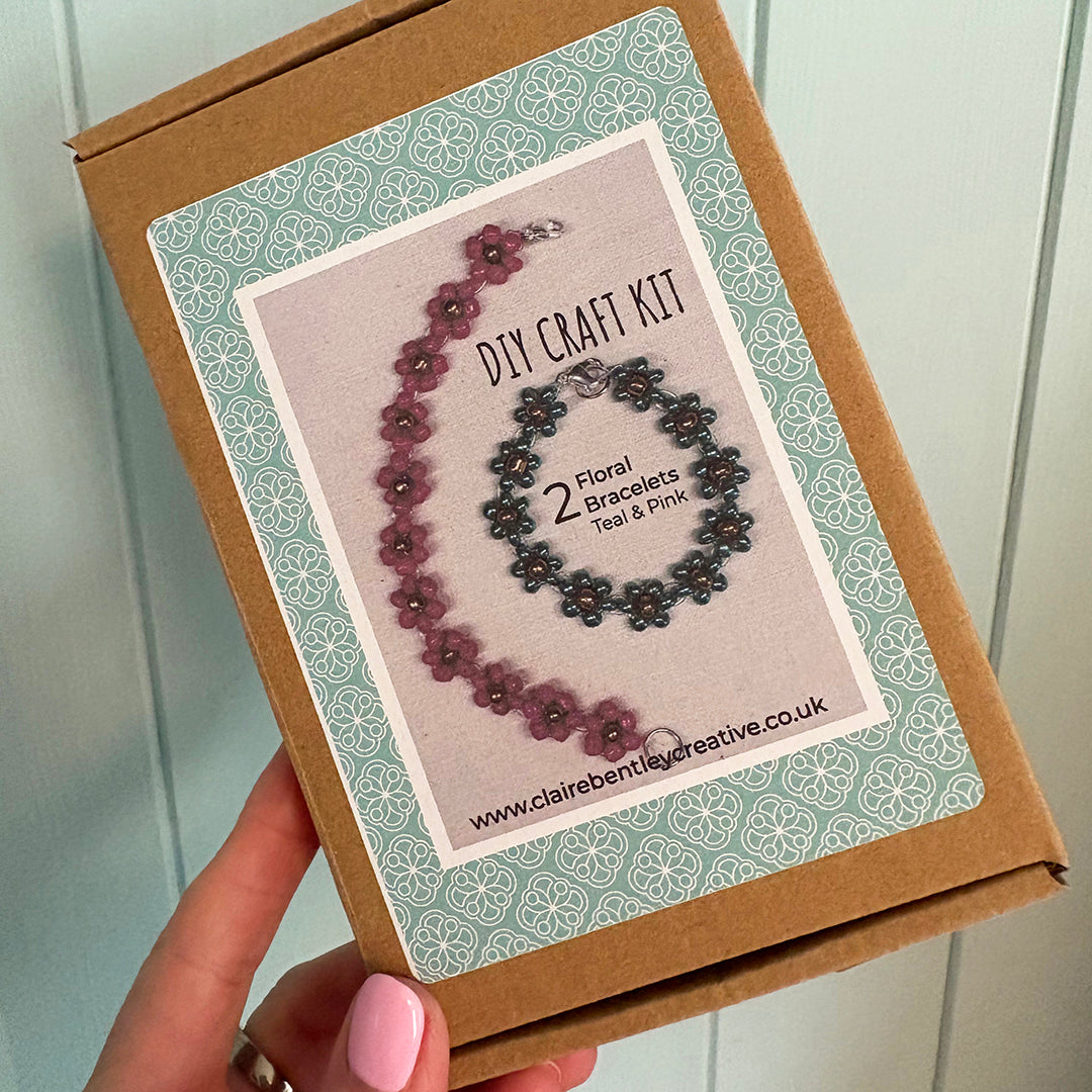 DIY Flower Beaded Bracelet Kit - 2 Pack