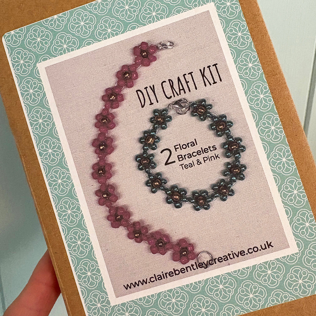 DIY Flower Beaded Bracelet Kit - 2 Pack