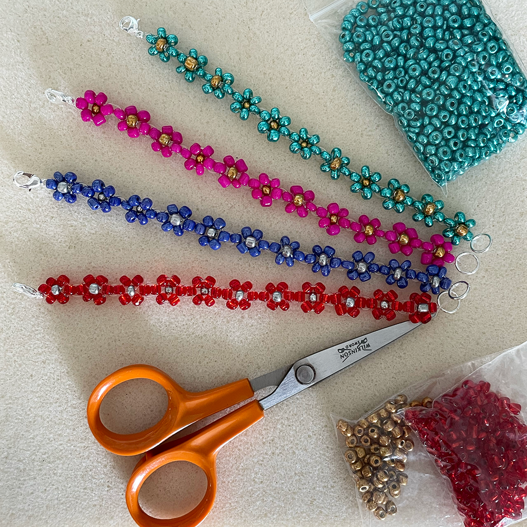DIY Flower Beaded Bracelet Kit - 2 Pack