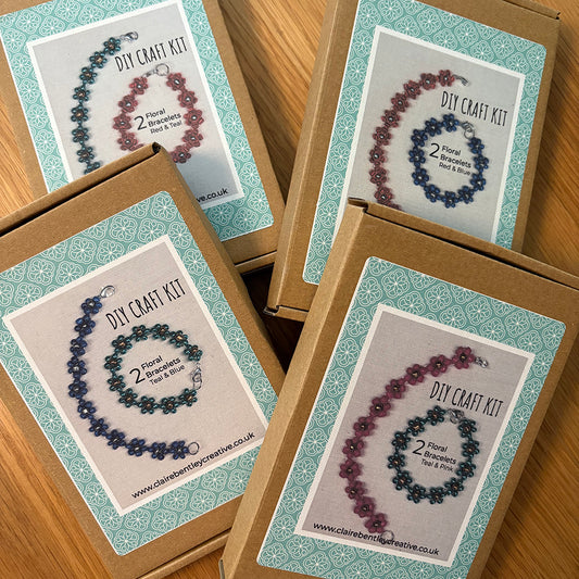 DIY Flower Beaded Bracelet Kit - 2 Pack
