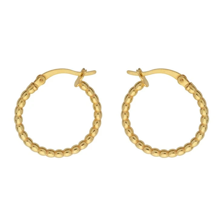 Medium Beaded Hoops Earrings - Silver