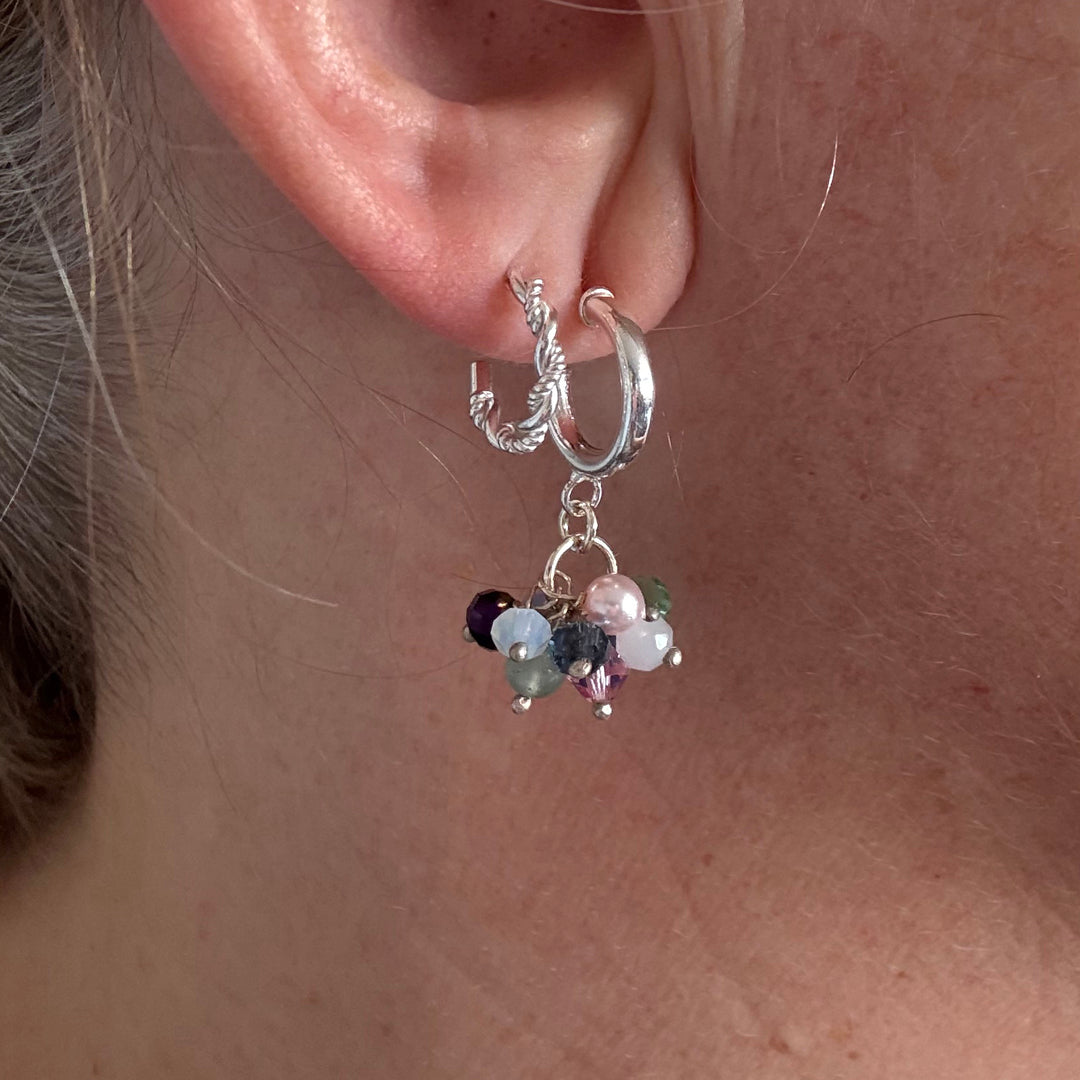 Colourful Handmade Rainbow Bead Hoop Earrings - Sterling Silver | Gift for Her