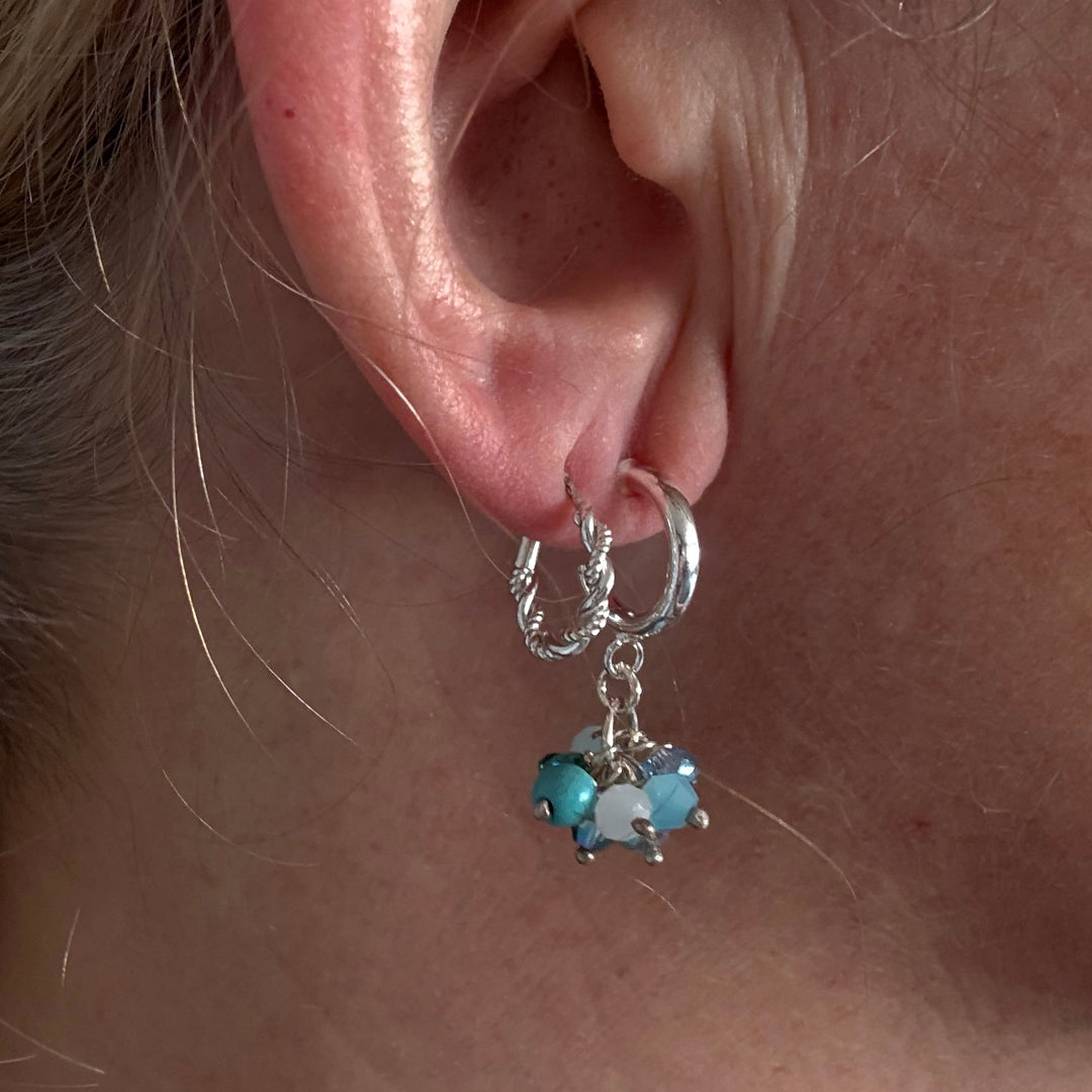 Handmade Turquoise Crystal & Semi-Precious Bead Earrings in Sterling Silver | Boho Jewellery Gift