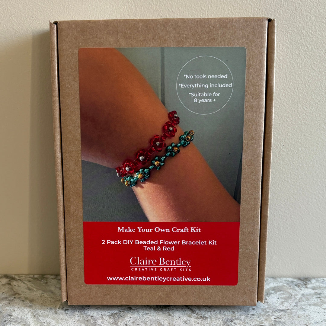 DIY Flower Beaded Bracelet Kit - 2 Pack