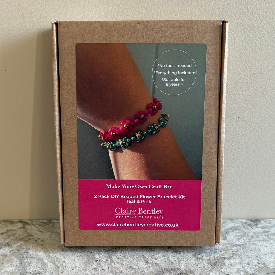 DIY Flower Beaded Bracelet Kit - 2 Pack