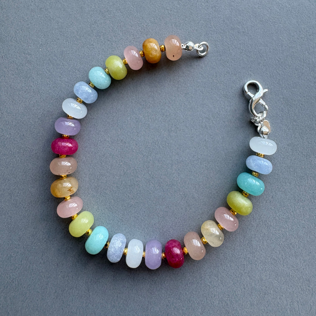 Colourful Candy Pop Bracelet with Gold Bead Highlights
