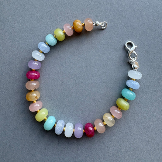 Colourful Candy Pop Bracelet with Gold Bead Highlights