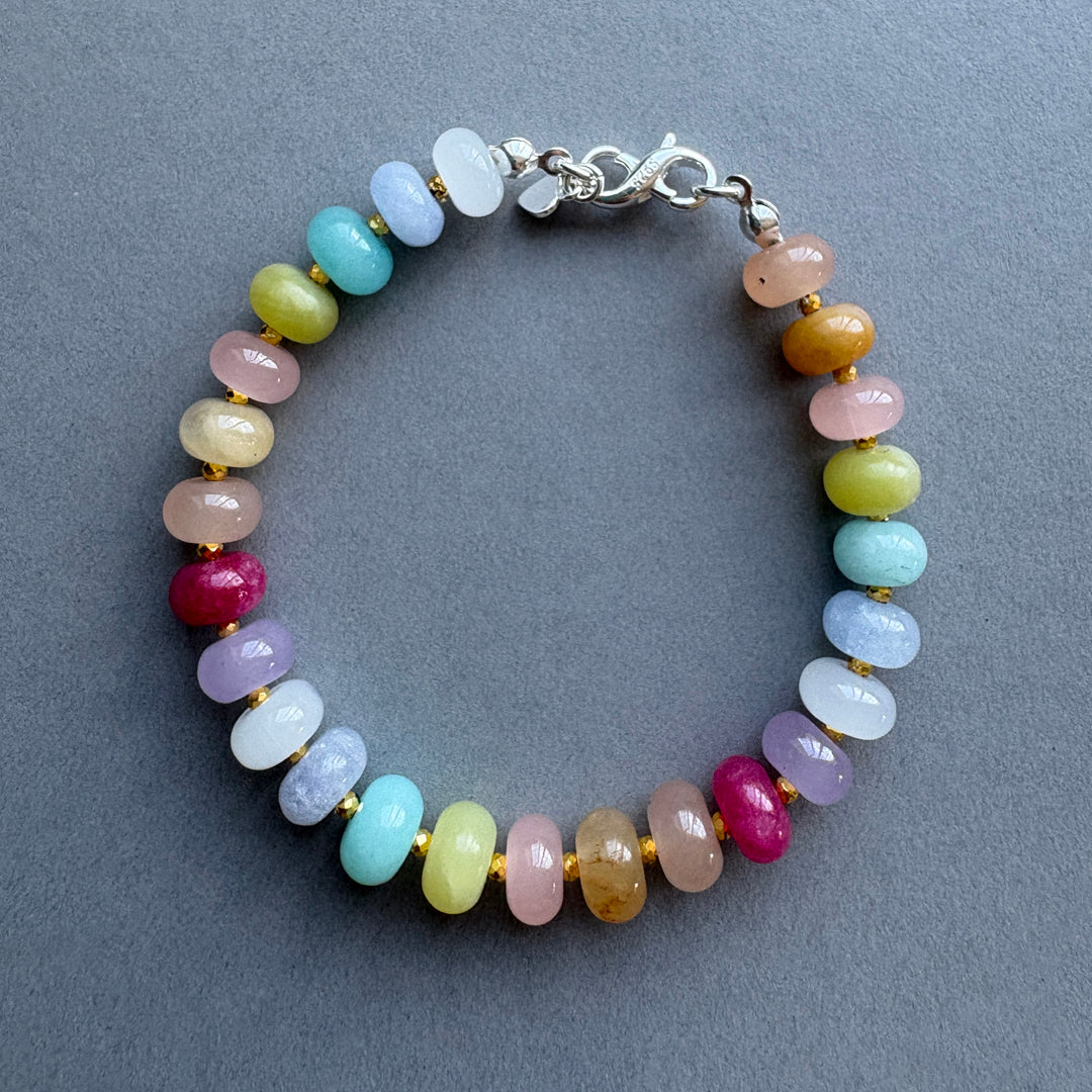 Colourful Candy Pop Bracelet with Gold Bead Highlights