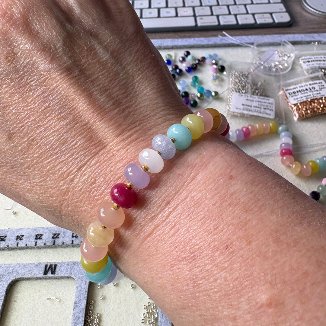 Colourful Candy Pop Bracelet with Gold Bead Highlights