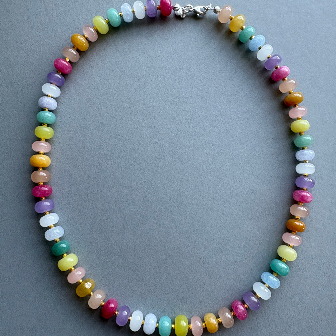 Colourful Candy Pop Necklace with Gold Bead Highlights
