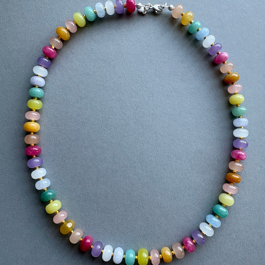 Colourful Candy Pop Necklace with Gold Bead Highlights