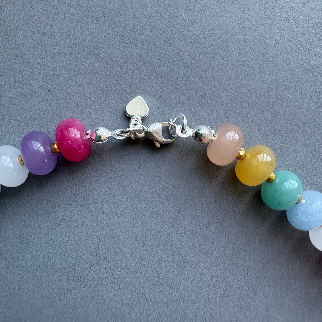 Colourful Candy Pop Necklace with Gold Bead Highlights