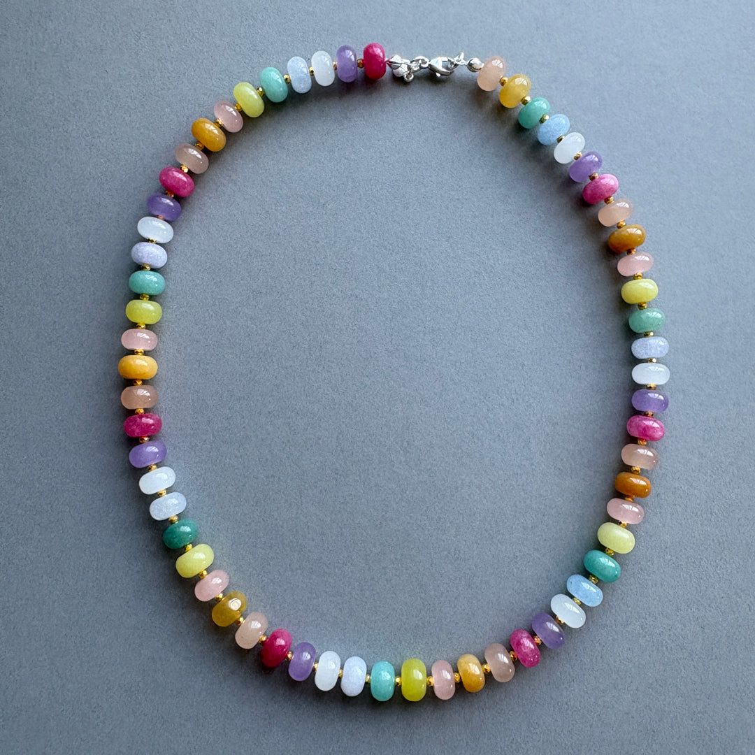 Colourful Candy Pop Necklace with Gold Bead Highlights