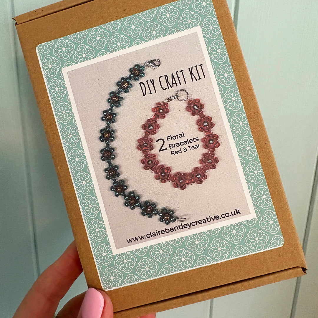 DIY Flower Beaded Bracelet Kit - 2 Pack