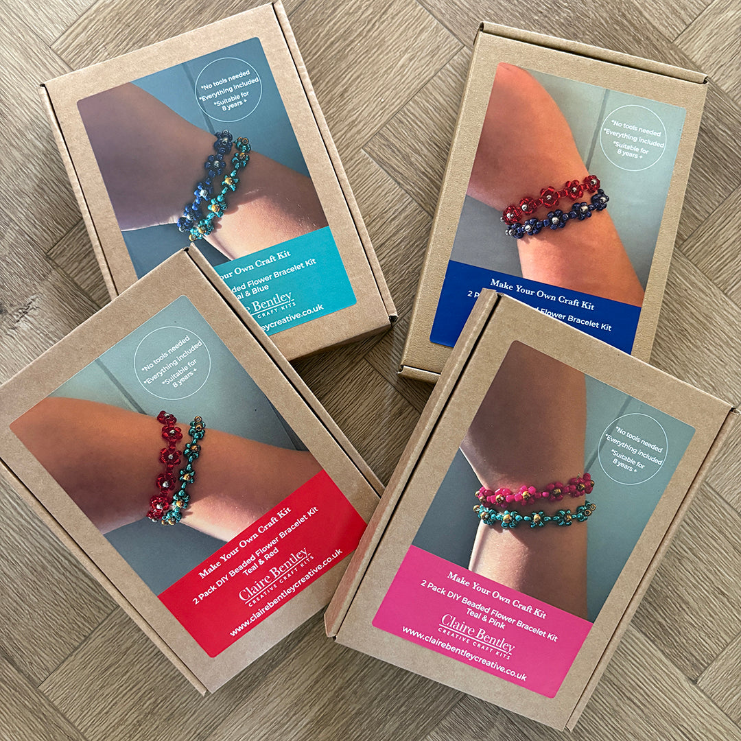 DIY Flower Beaded Bracelet Kit - 2 Pack