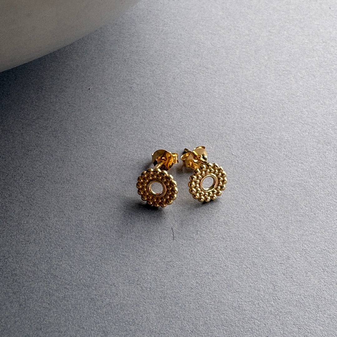 Beaded Circle Earrings - Gold
