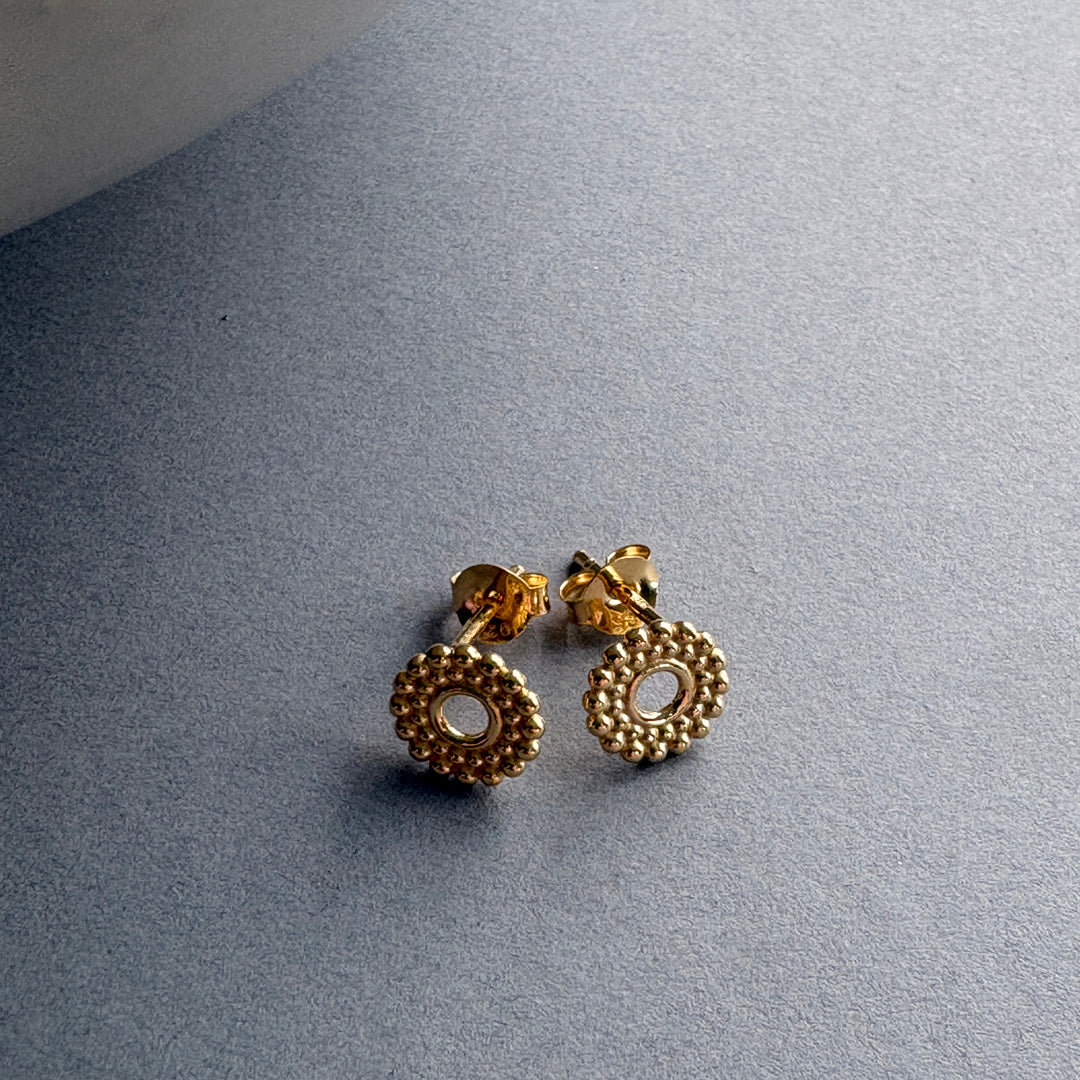 Beaded Circle Earrings - Gold