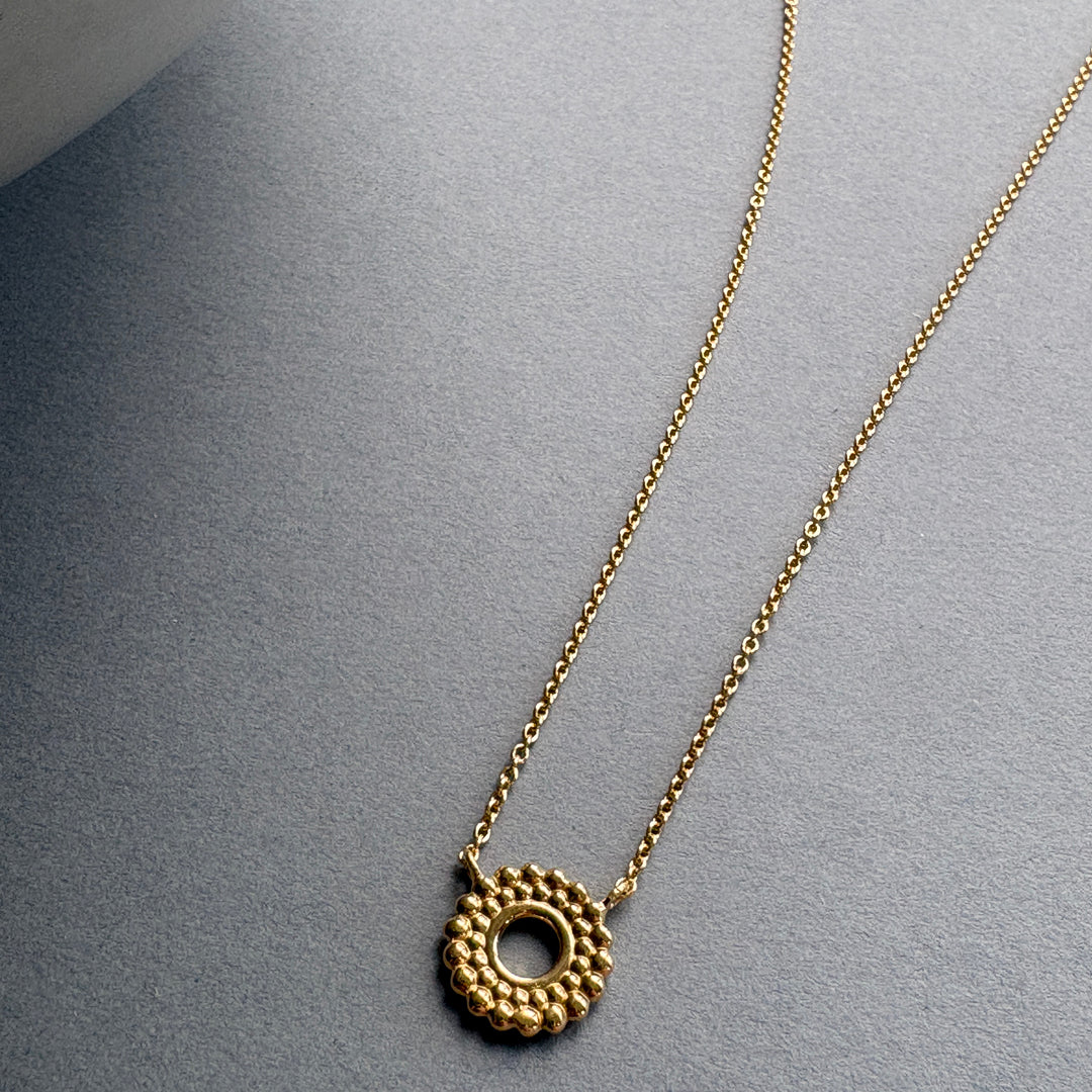 Beaded Circle Necklace - Gold