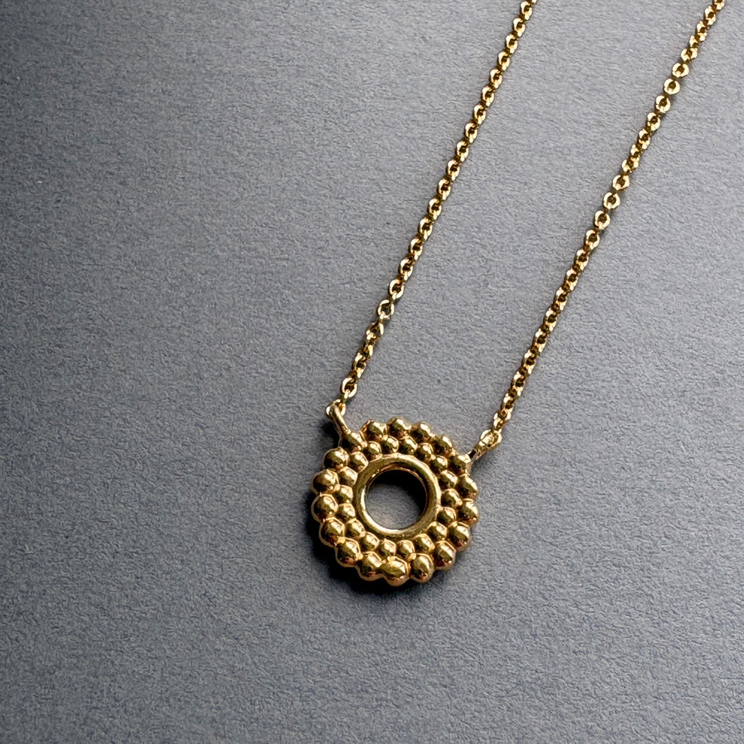 Beaded Circle Necklace - Gold