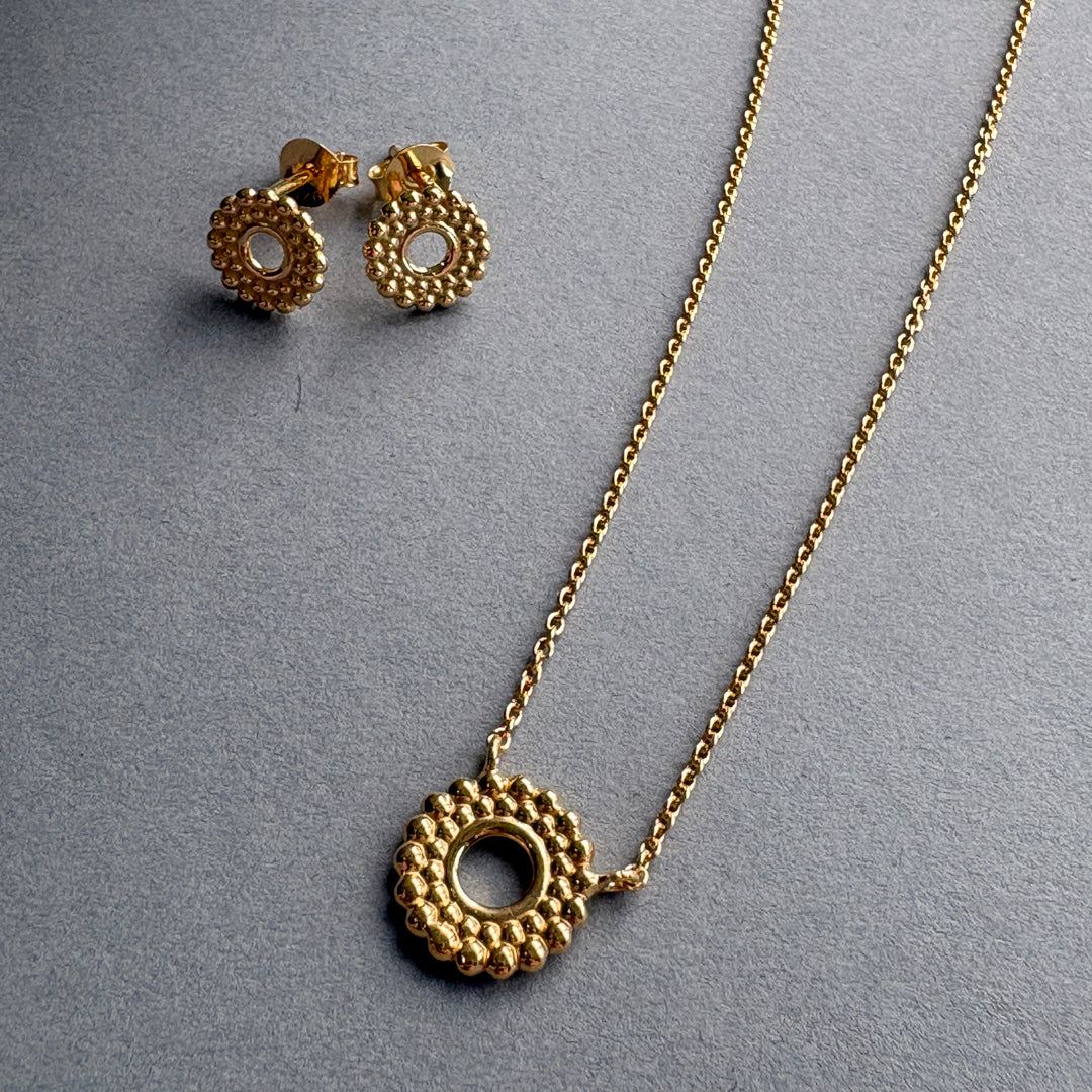Beaded Circle Necklace - Gold
