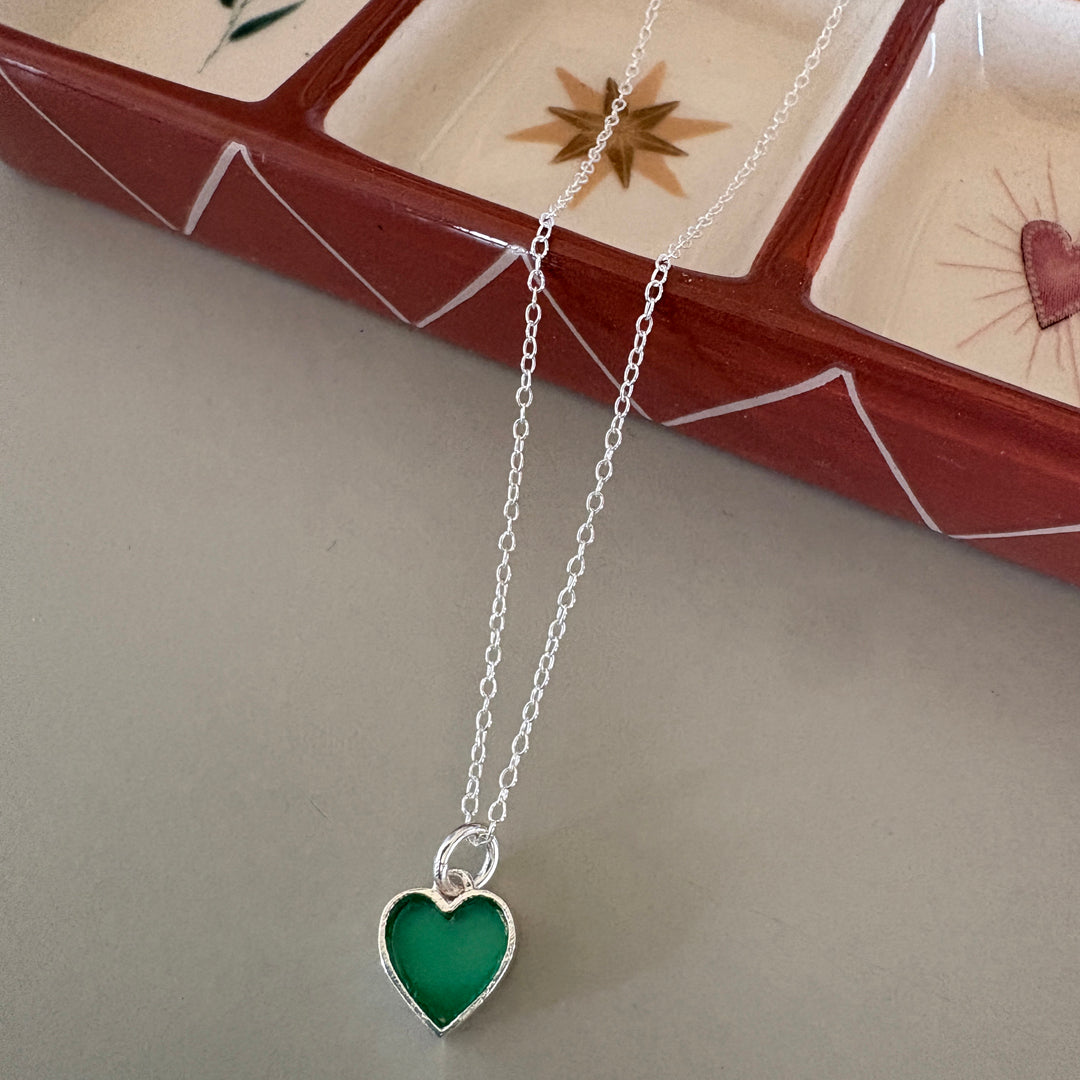 Colourful Semi precious stone Heart Pendant