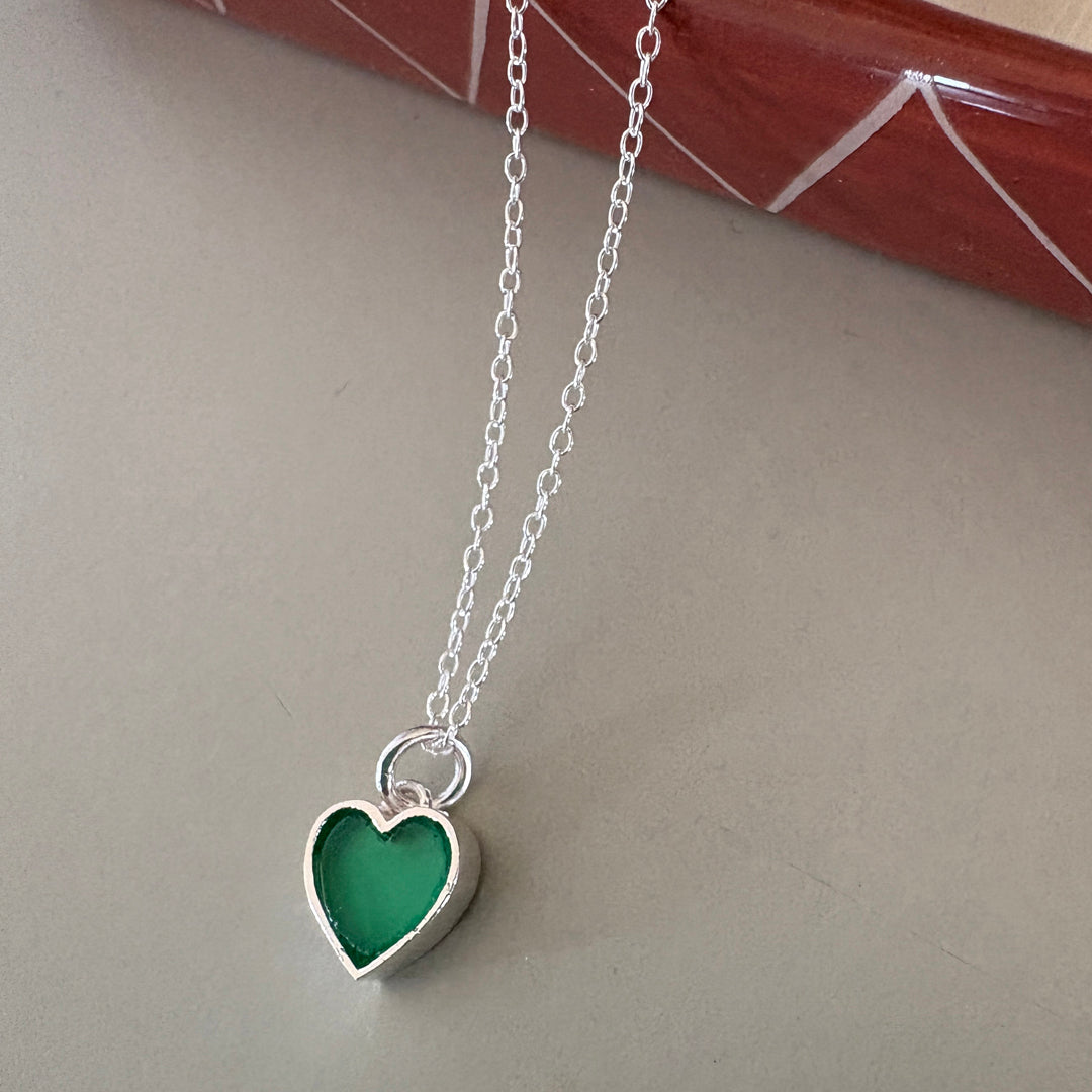 Colourful Semi precious stone Heart Pendant