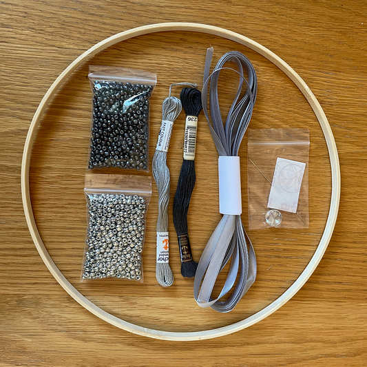 DIY Beaded Dream Catcher Kit - Handcrafted Bedroom & Wall Decor - Grey