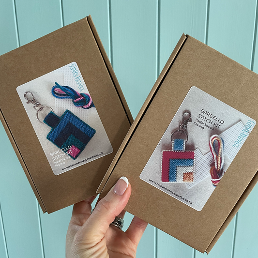 DIY Bargello Stitch Keyring Making Kit – Easy Needlepoint Craft for Beginners