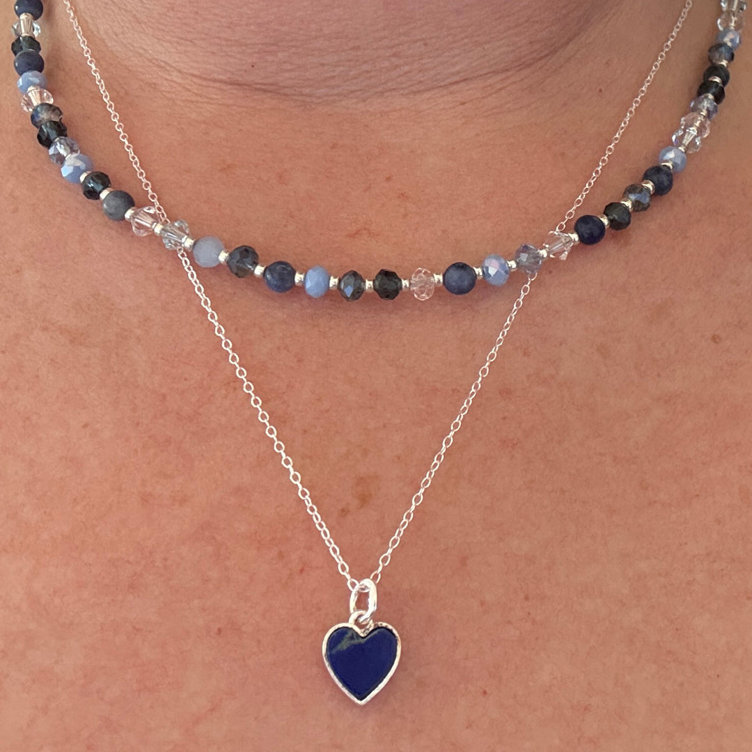 Colourful Semi precious stone Heart Pendant