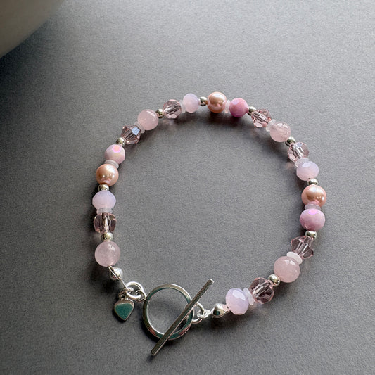 Semi_Precious Stone Bracelet with Sterling Silver Accents - Pink