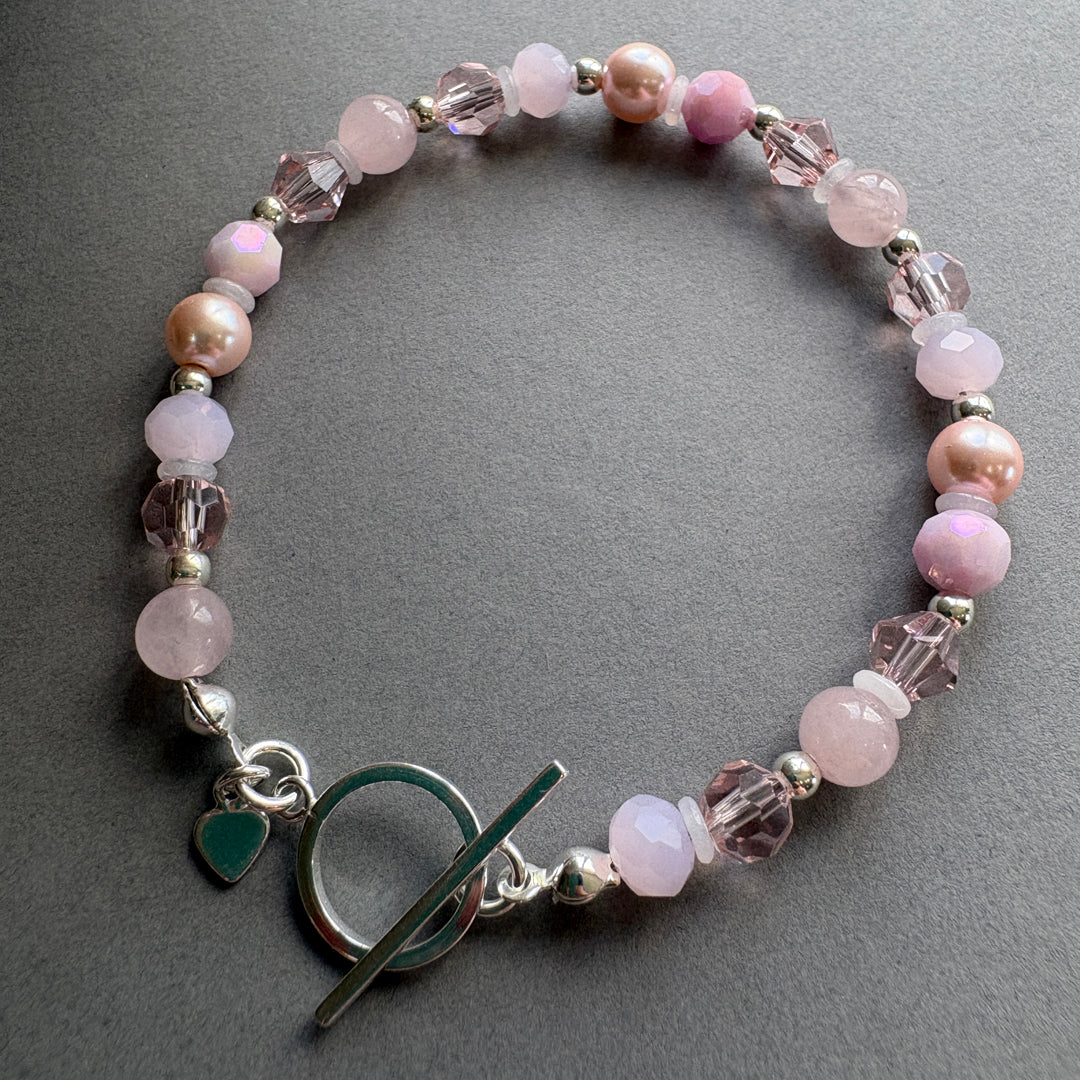 Semi_Precious Stone Bracelet with Sterling Silver Accents - Pink