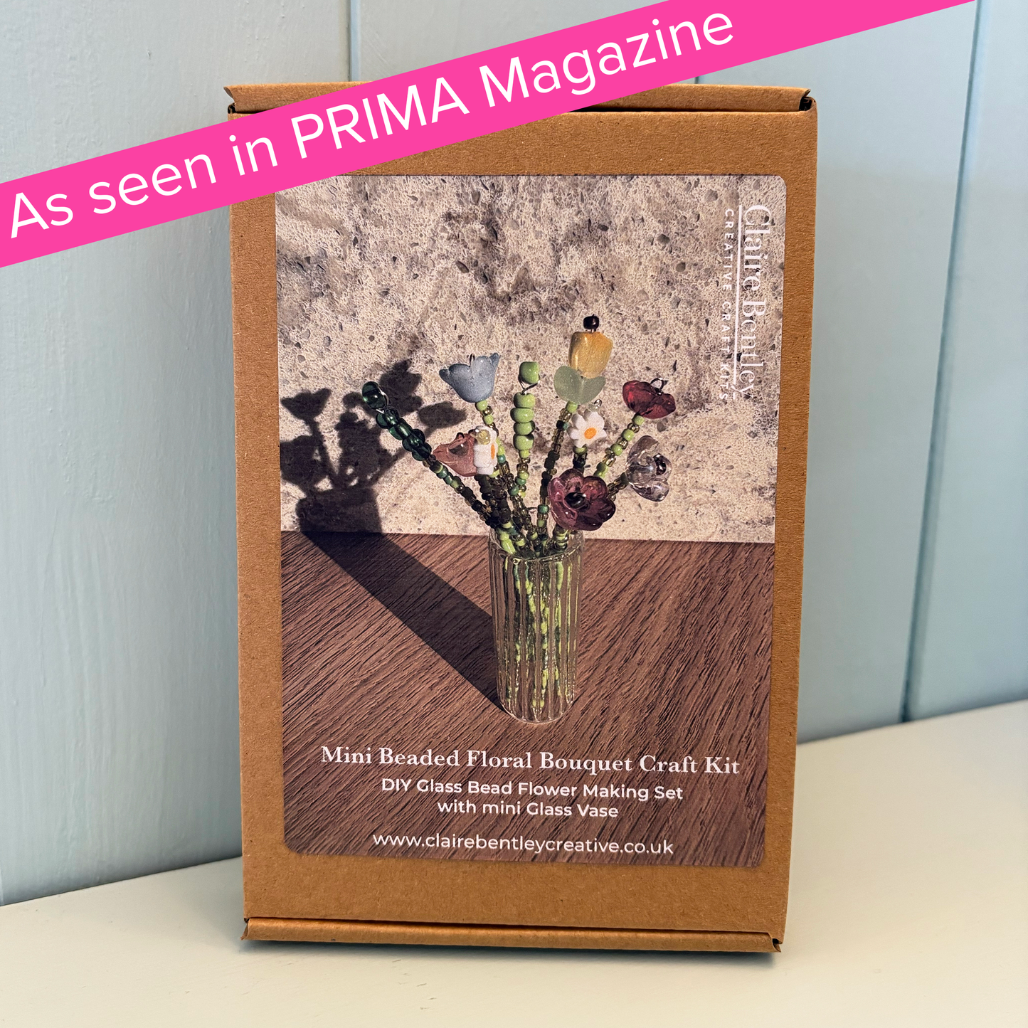 Beaded Floral Bouquet Craft Kit with Mini Glass Vase – DIY Glass Bead Flower Making Set