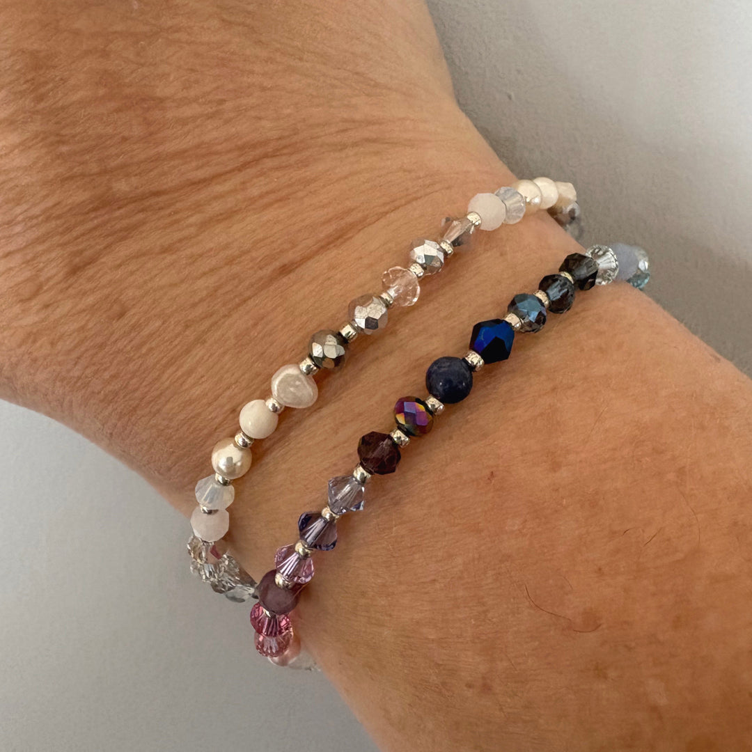 Colourful Handmade Rainbow Bead Bracelet with Sterling Silver Clasp and Heart Charm Detail | Gift for Her