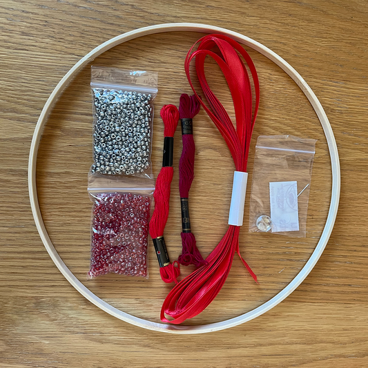 Beaded Dream Catcher Kit for Adults - Elegant DIY Craft Set - Red