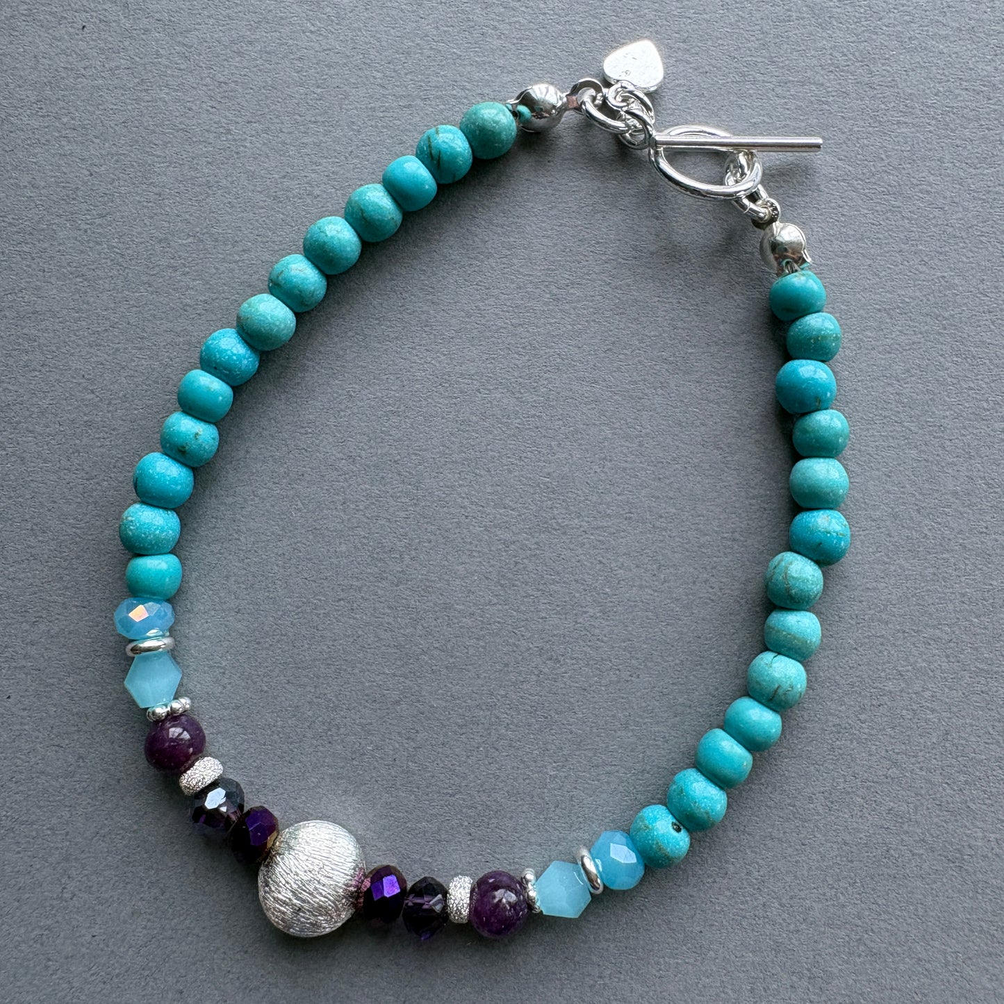 Kaleidoscope Semi‑Precious Turquoise and Lepidolite Beaded Bracelet