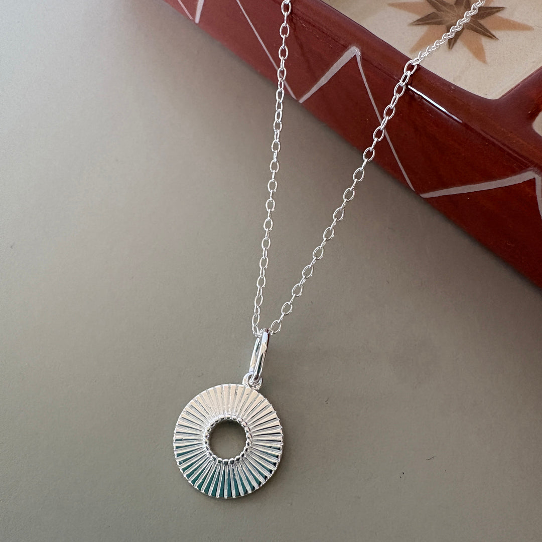Sunburst Open Circle Necklace - Silver