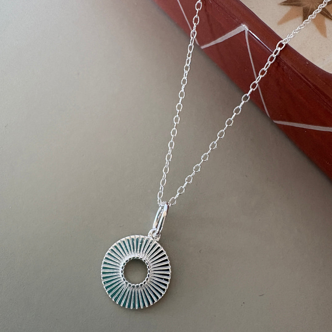 Sunburst Open Circle Necklace - Silver