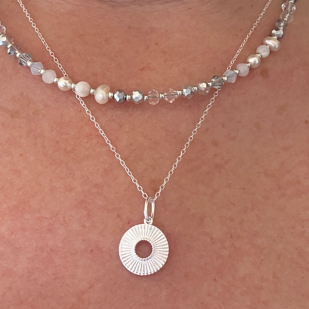 Sunburst Open Circle Necklace - Silver