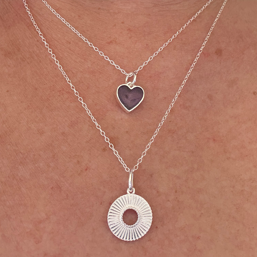Sunburst Open Circle Necklace - Silver