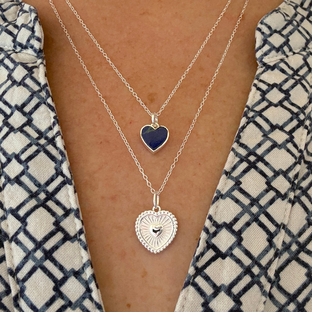 Heart with Rays Pendant - Silver