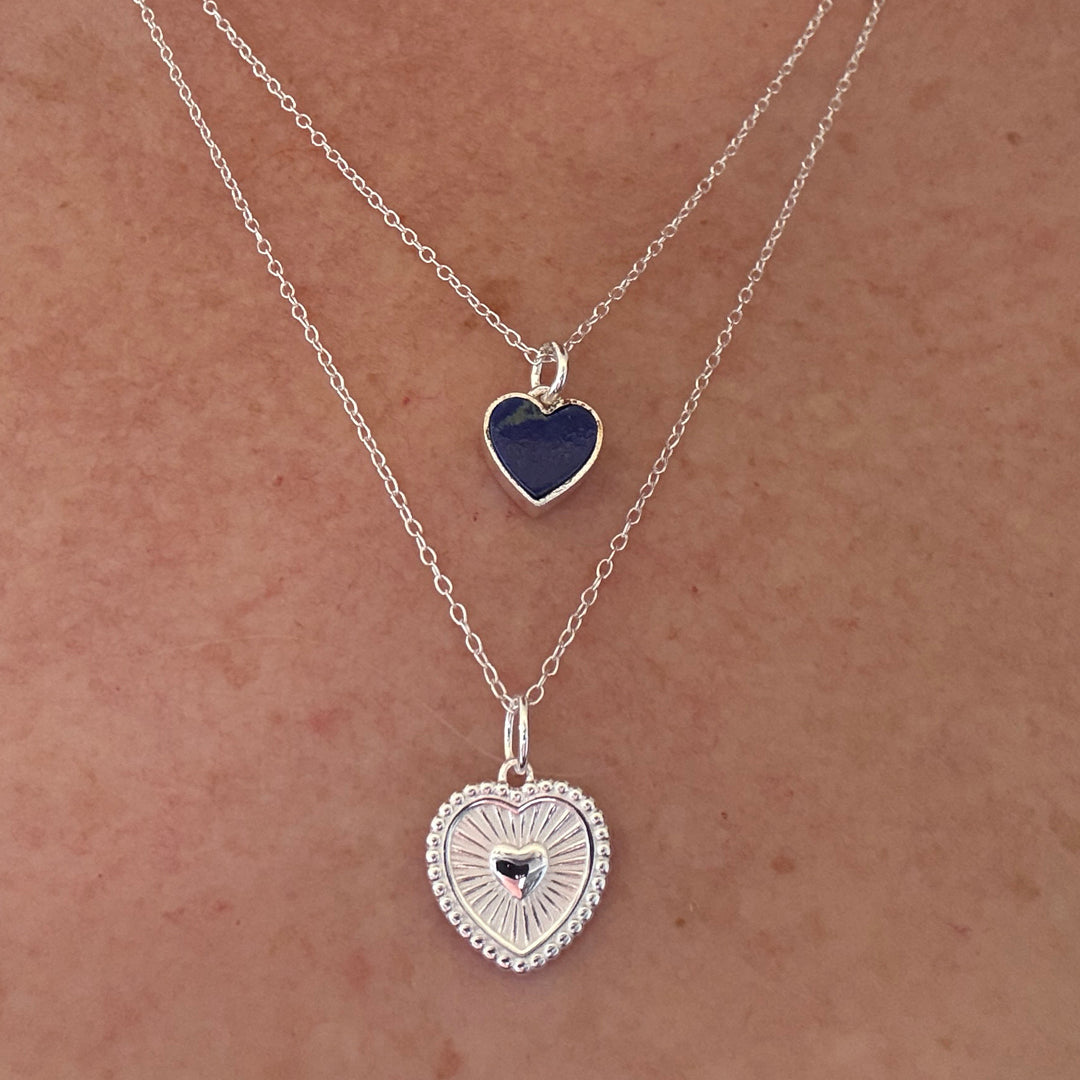 Heart with Rays Pendant - Silver