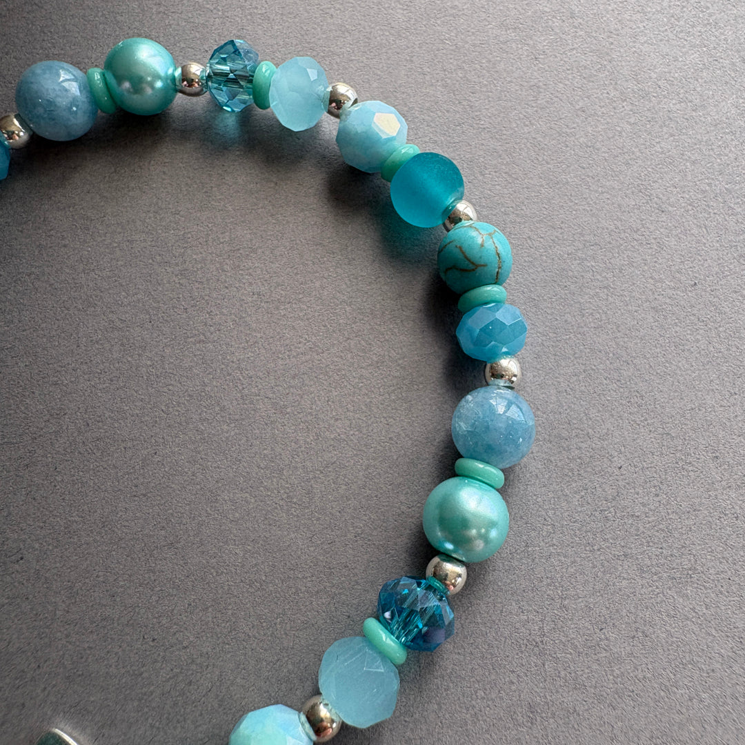 Sterling Silver & Semi Precious Beaded Bracelet - Turquoise